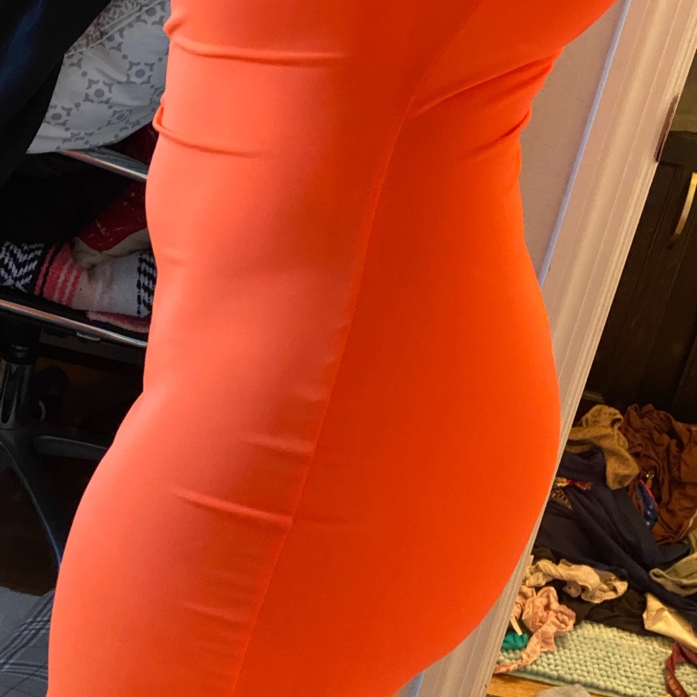 Orange Spandex Mini Dress